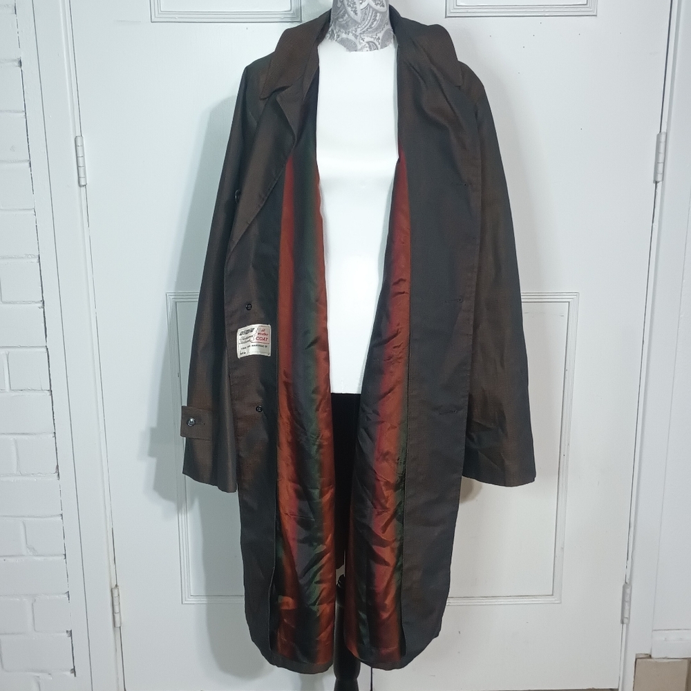VINTAGE 60S SEARS IRIDECENT SHARKSKIN ALL WEATHER COAT MENS 44 LONG